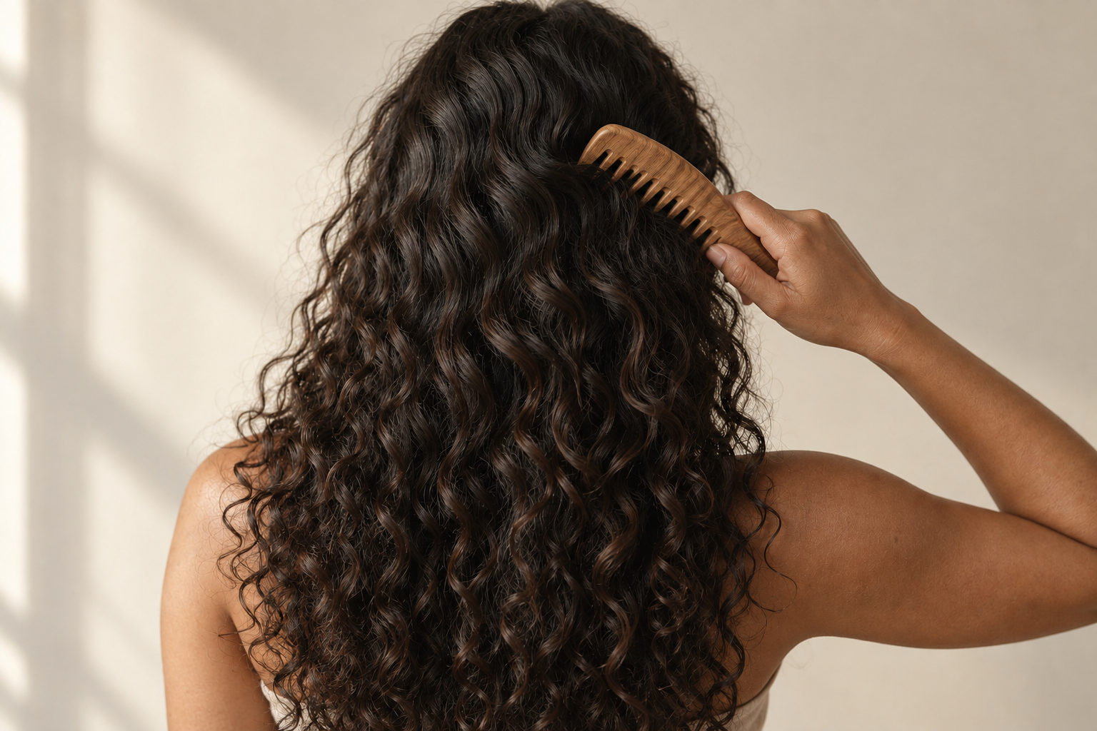 Cabello ondulado y rizado para identificar el patrón natural